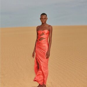 NWT Baobab Kookai Coral Strapless Cutout Maxi Dress